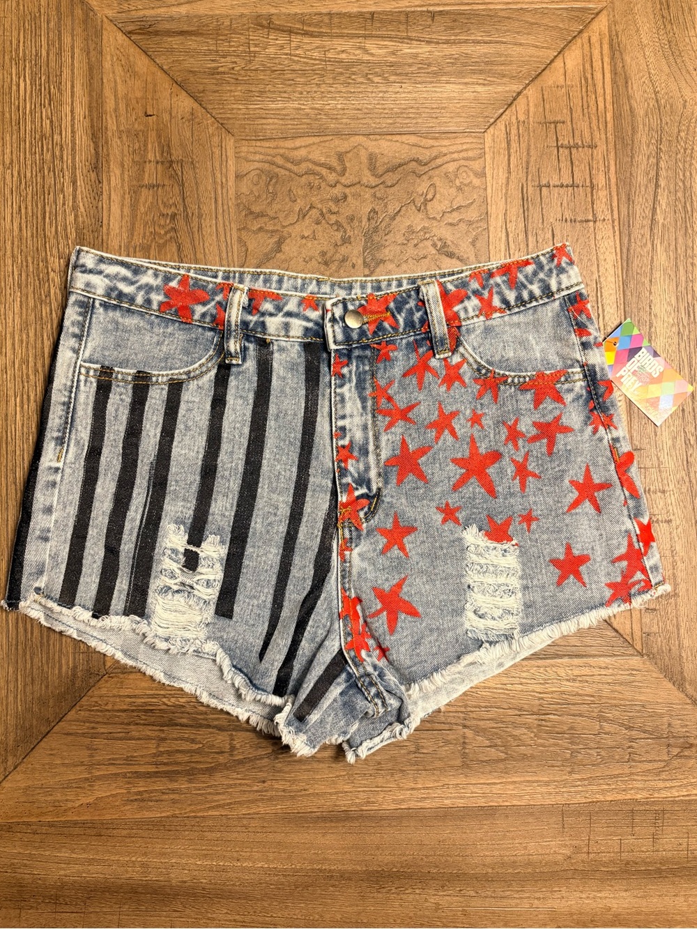 Birds of Prey Shorts Harley Quinn Stars & Stripes Cutoffs Denim Size Medium  NWT